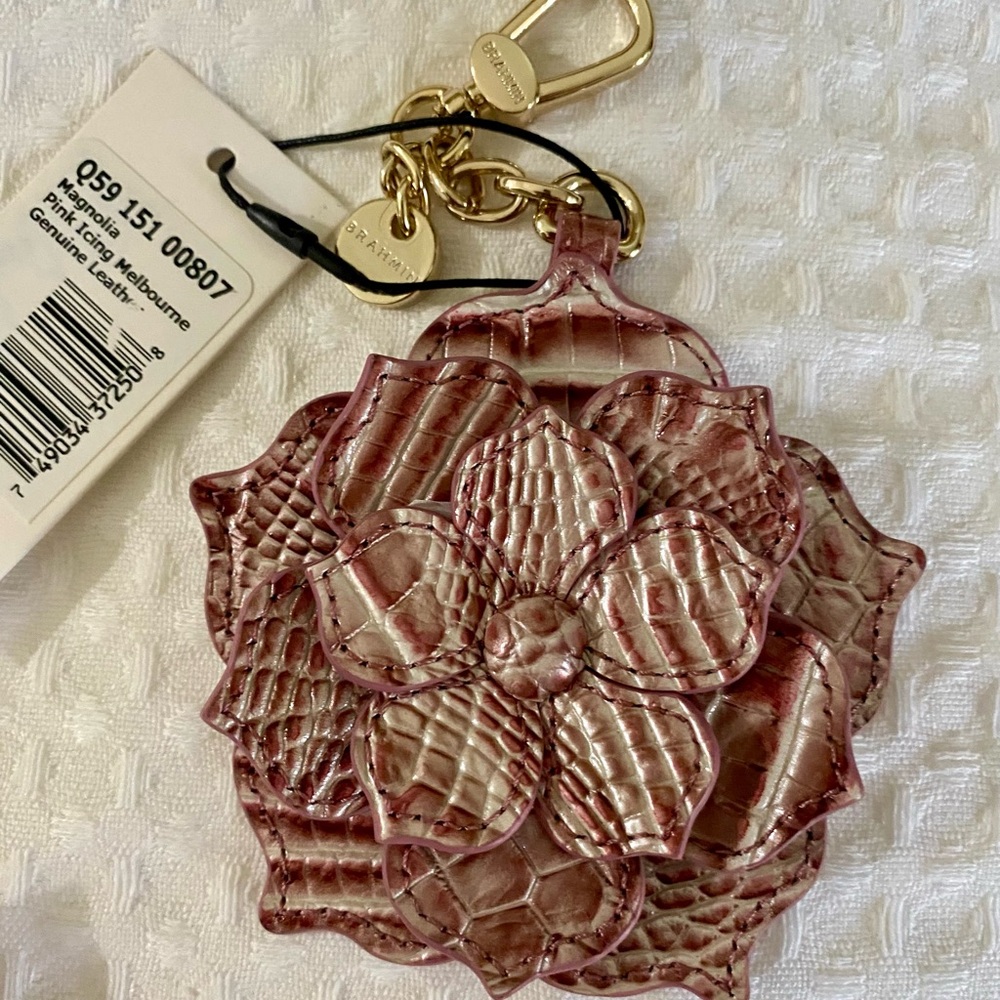 NEW Brahmin Set of 5 Bag Charm Bundle Magnolia Melbourne Leather Key Fob Chain - Picture 6 of 7